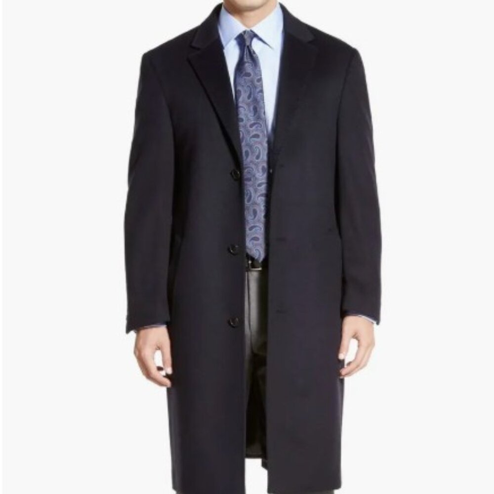 Hart Schaffner Marx Sheffield Classic Fit Wool & Cashmere Overcoat Mens 44R